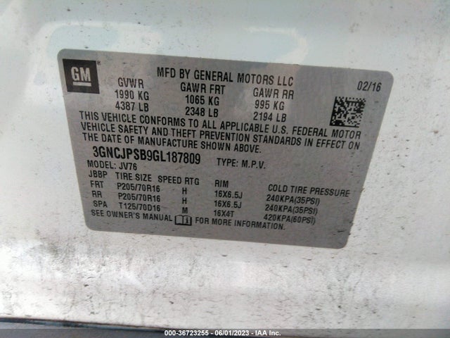 Chevrolet Trax Lt 2016 3GNCJPSB9GL187809 Image 11