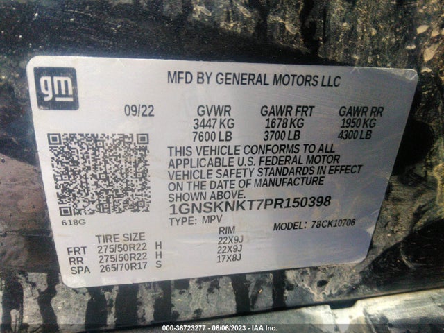 Chevrolet Tahoe Lt 2023 1GNSKNKT7PR150398 Image 11