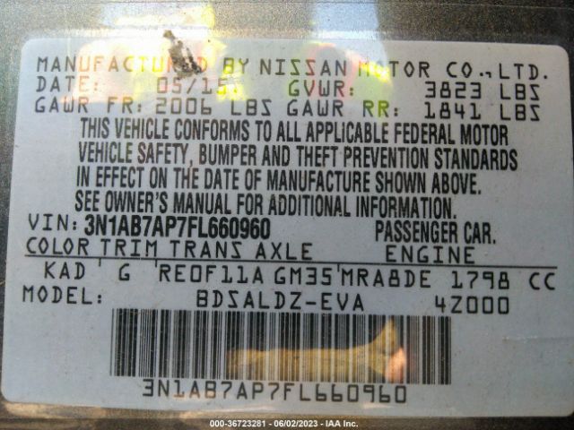 3N1AB7AP7FL660960 Nissan SENTRA SV