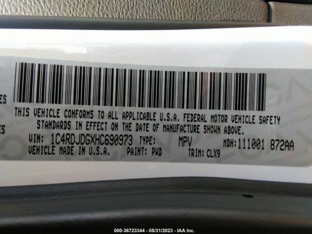 1C4RDJDGXHC690973 Dodge DURANGO GT