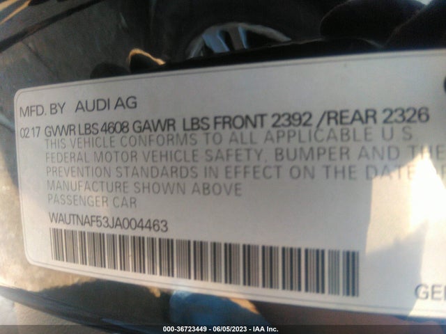 WAUTNAF53JA004463 Audi A5 Coupe Premium Plus