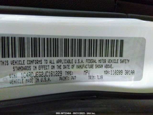 1C4RDJEG2JC161229 Dodge Durango Citadel