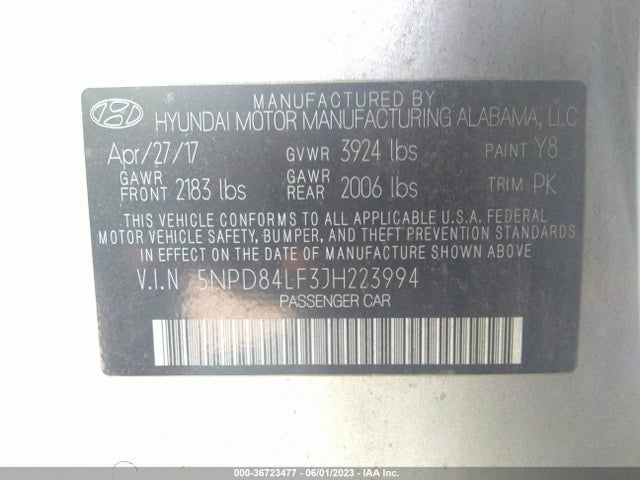 Hyundai ELANTRA SEL 2018 5NPD84LF3JH223994 Image 9