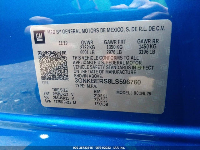 Chevrolet BLAZER RS 2020 3GNKBERS8LS596760 Image 9