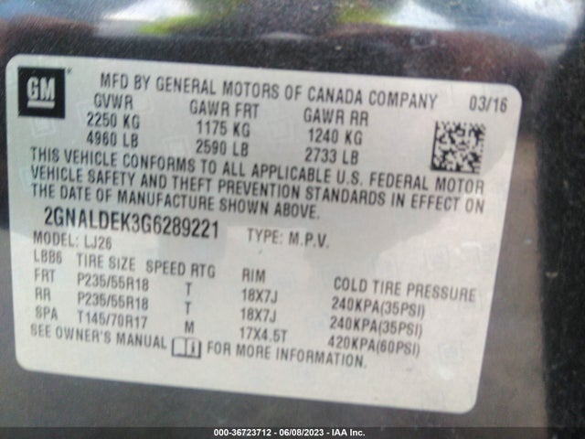 Chevrolet Equinox Ltz 2016 2GNALDEK3G6289221 Image 9