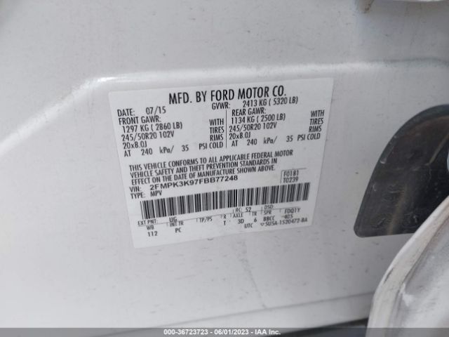 2FMPK3K97FBB77248 Ford Edge Titanium