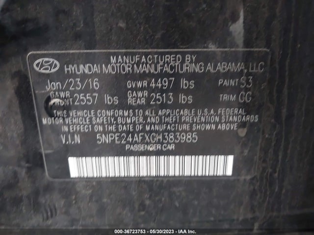 Hyundai Sonata 2.4l Se 2016 5NPE24AFXGH383985 Image 10