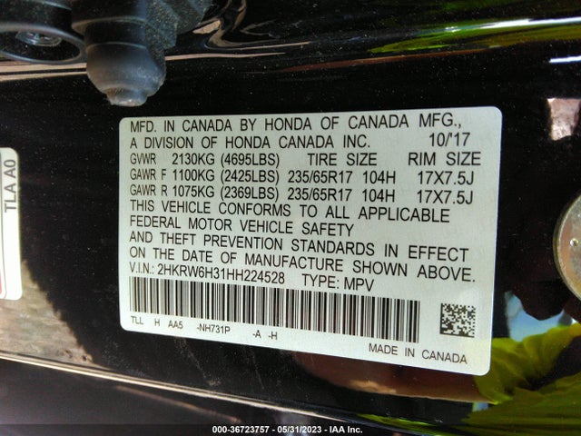 Honda CR-V LX 2017 2HKRW6H31HH224528 Image 9