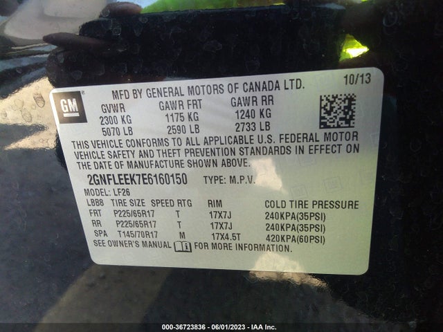 2014 CHEVROLET EQUINOX LS VIN: 2GNFLEEK7E6160150