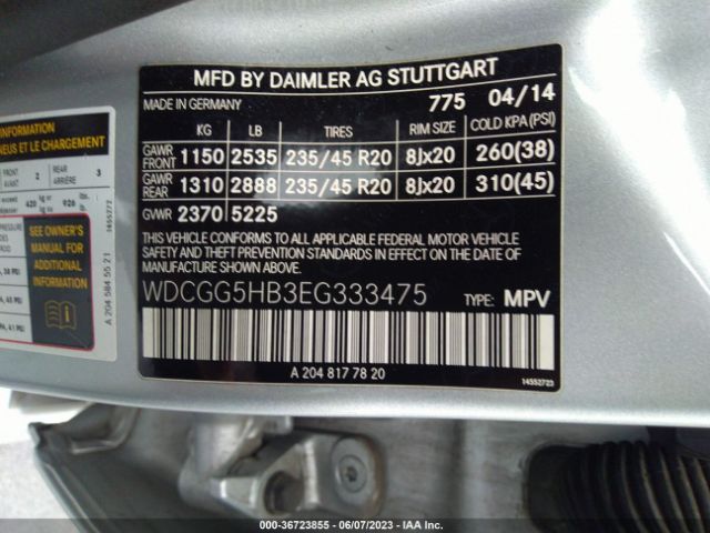 WDCGG5HB3EG333475 Mercedes-Benz Glk-class Glk 350