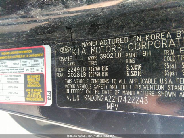 KNDJN2A22H7422243 KIA Soul Base