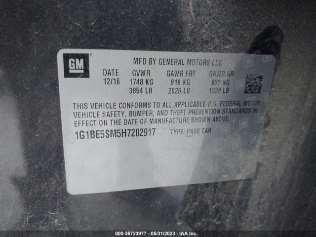 Chevrolet CRUZE LT 2017 1G1BE5SM5H7202917 Image 9