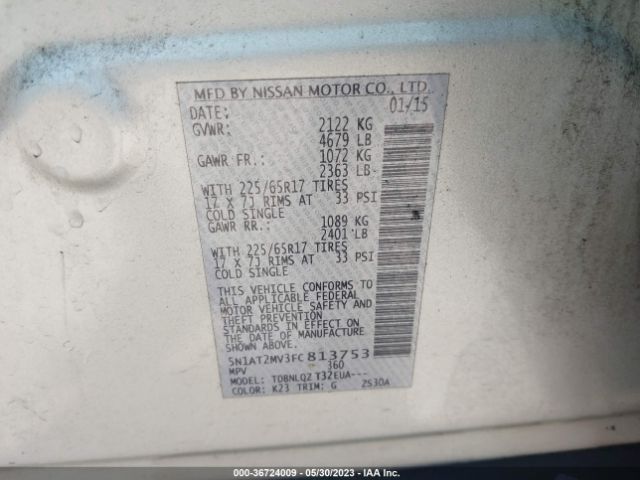 5N1AT2MV3FC813753 Nissan ROGUE SV