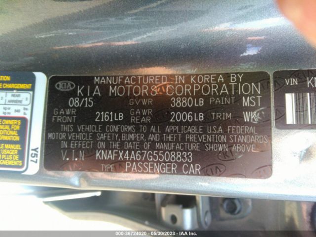 KNAFX4A67G5508833 KIA FORTE LX