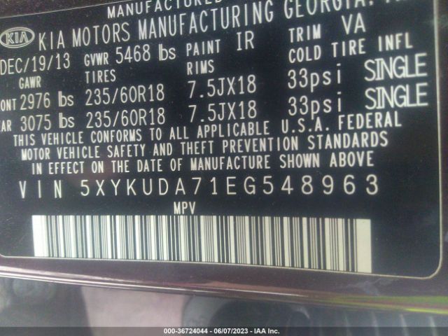 5XYKUDA71EG548963 KIA SORENTO EX