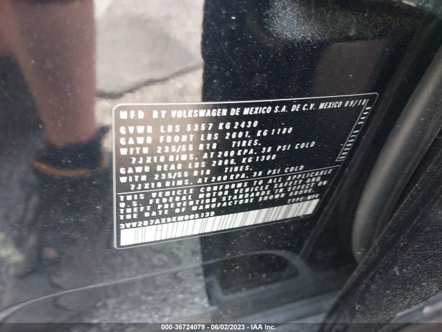 3VV2B7AX9KM005139 Volkswagen Tiguan Se/sel/sel R-line