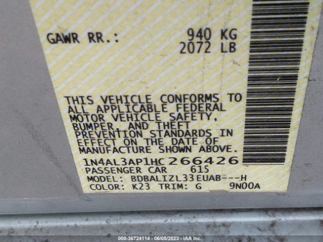 1N4AL3AP1HC266426 Nissan Altima 2.5 Sv