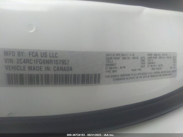 Chrysler Pacifica Touring 2022 2C4RC1FG6NR157957 Image 9