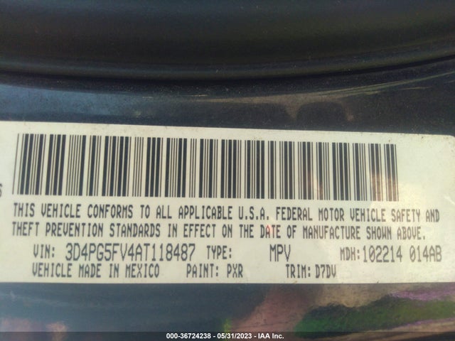 2010 DODGE JOURNEY SXT VIN: 3D4PG5FV4AT118487