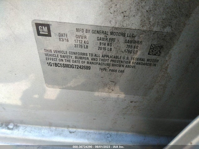 Chevrolet CRUZE LS 2016 1G1BC5SM3G7242689 Image 11
