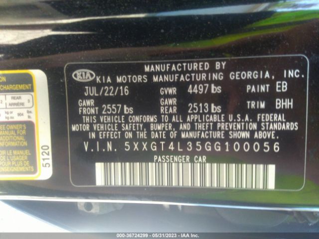 5XXGT4L35GG100056 KIA Optima Lx
