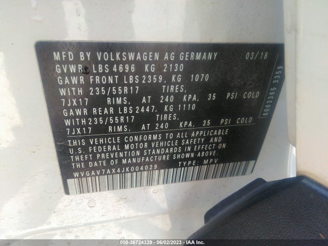 WVGAV7AX4JK004029 Volkswagen TIGUAN LIMITED