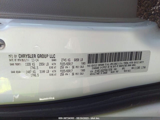 2C4RC1BG2FR617378 Chrysler Town & Country Touring