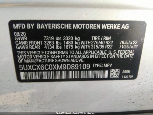 5UXCX6C0XM9D89109 BMW X7 M50i