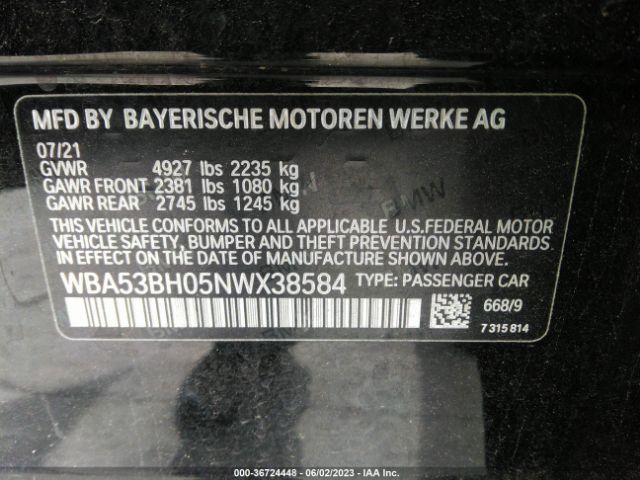 WBA53BH05NWX38584 BMW 5 Series 530i