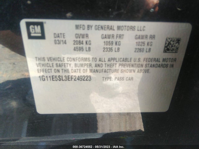 2014 CHEVROLET MALIBU LT VIN: 1G11E5SL3EF249223
