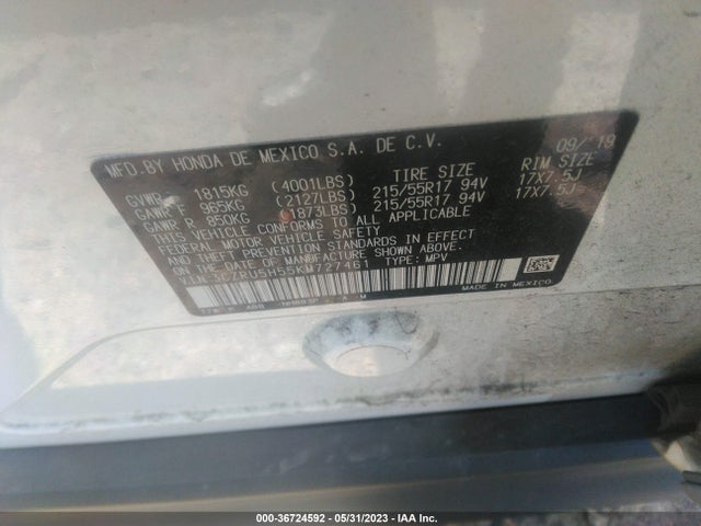 Honda HR-V EX 2019 3CZRU5H55KM727461 Image 9