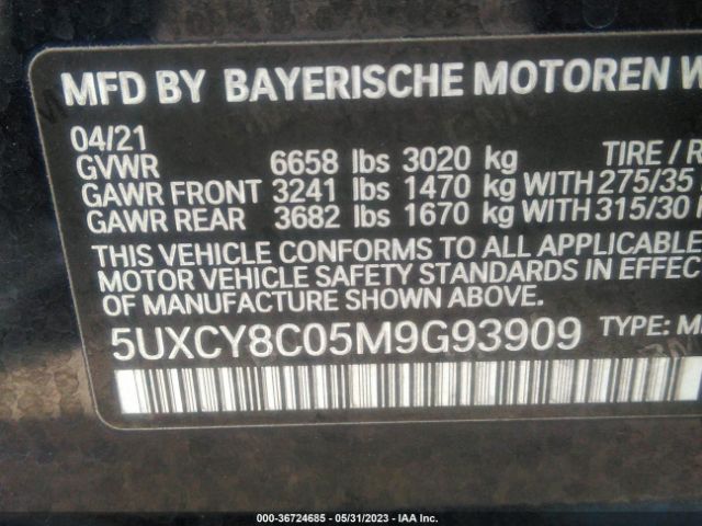 5UXCY8C05M9G93909 BMW X6 M50i