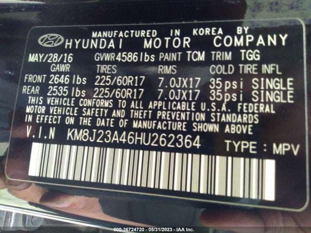 Hyundai TUCSON SE 2017 KM8J23A46HU262364 Image 10