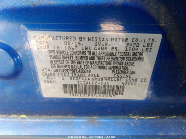 3N1CE2CP9FL435049 Nissan Versa Note S Plus