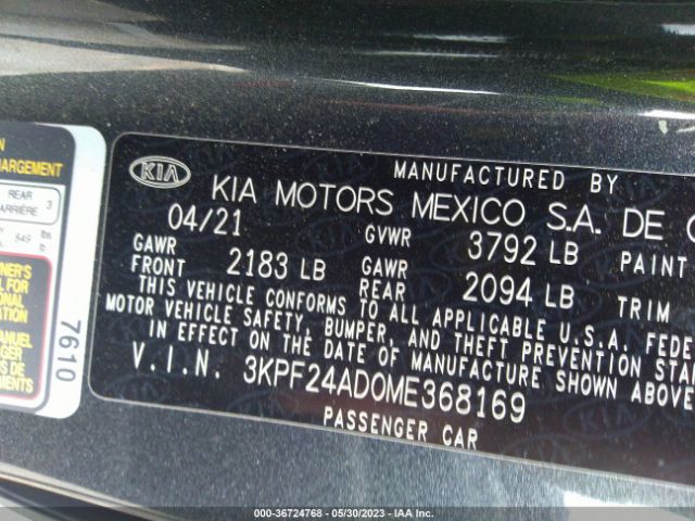 3KPF24AD0ME368169 KIA Forte Lxs