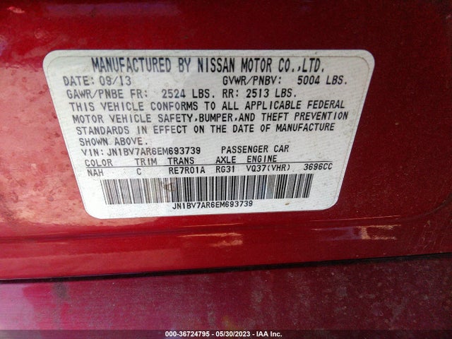 JN1BV7AR6EM693739 Infiniti Q50 Premium