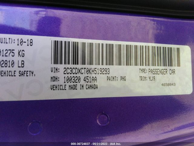 2C3CDXCT0KH519293 Dodge CHARGER R/T