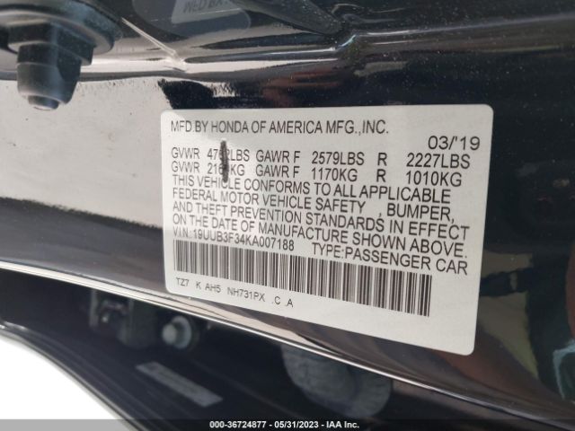 19UUB3F34KA007188 Acura TLX
