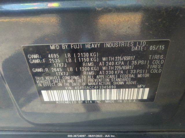 4S4BSACC4F3345890 Subaru Outback 2.5i Premium