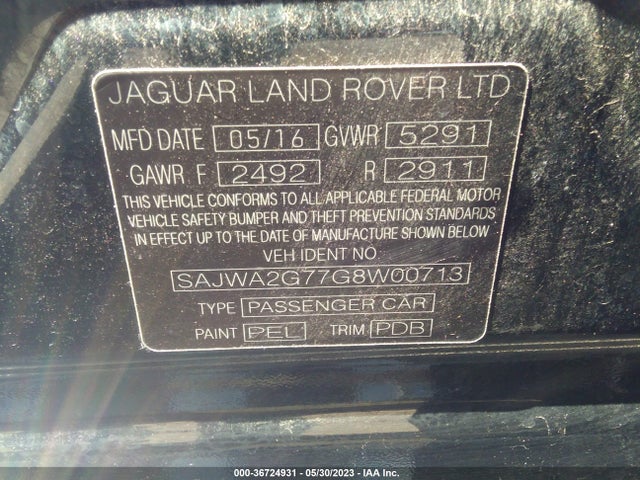 2016 Jaguar XJ, VIN: SAJWA2G77G8W00713