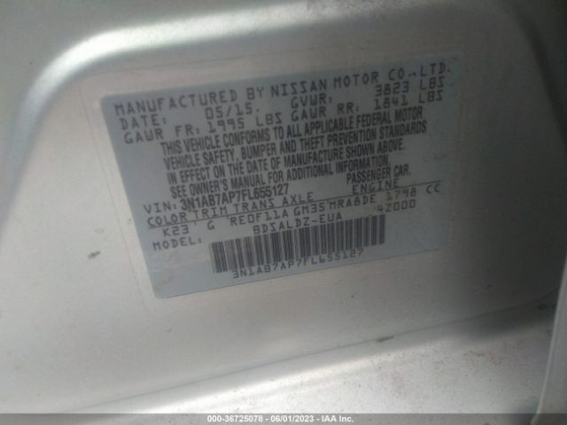 3N1AB7AP7FL655127 Nissan Sentra Sr/sl/s/sv/fe+ S
