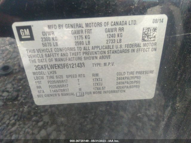 2GKFLWEK5F6121433 GMC Terrain Sle