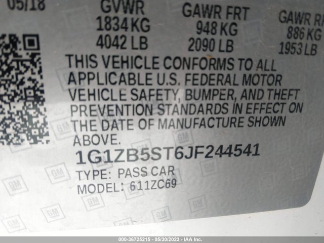 Chevrolet MALIBU LS 2018 1G1ZB5ST6JF244541 Image 10