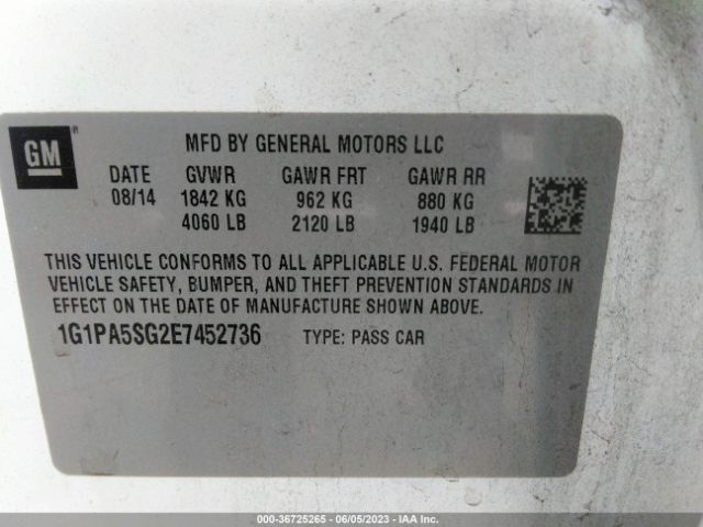 Chevrolet CRUZE LS 2014 1G1PA5SG2E7452736 Image 11