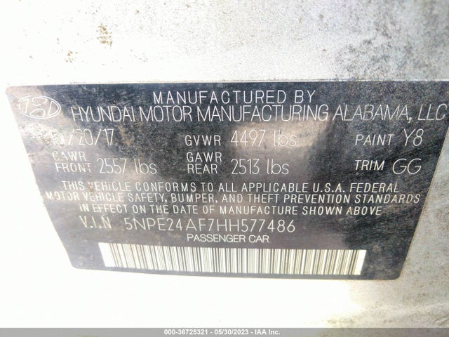 Hyundai Sonata 2.4l 2017 5NPE24AF7HH577486 Image 9