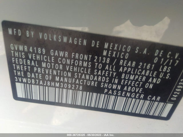 3VWDB7AJ8HM309278 Volkswagen Jetta 1.4t Se