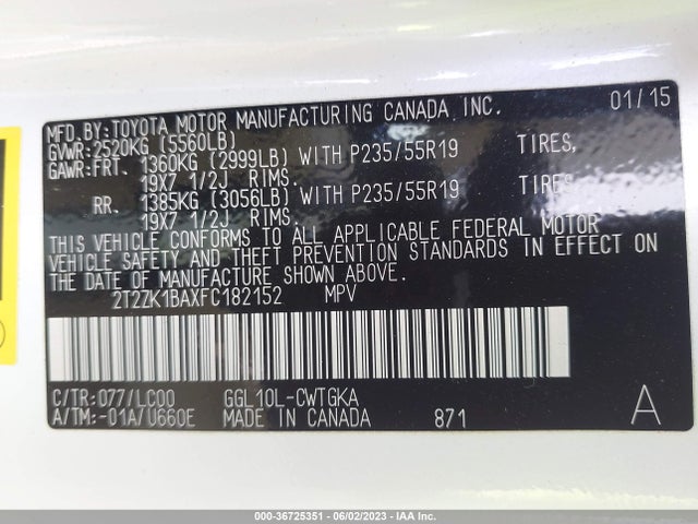 2015 Lexus RX, VIN: 2T2ZK1BAXFC182152