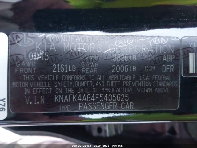 KNAFK4A64F5405625 KIA FORTE LX