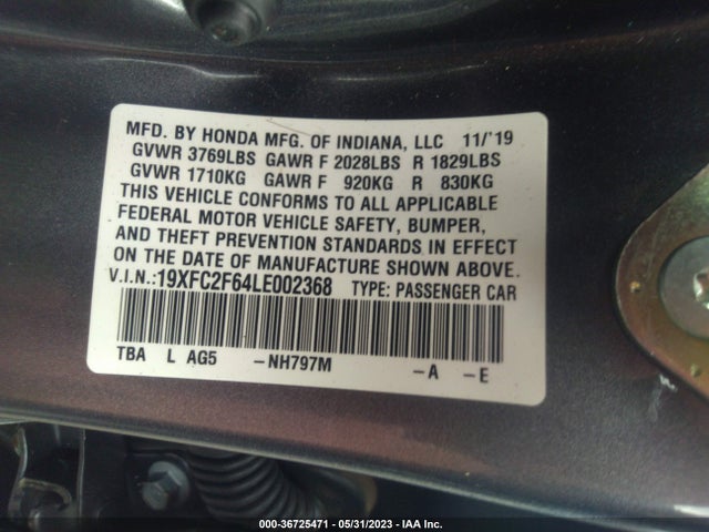 Honda Civic Sedan Lx 2020 19XFC2F64LE002368 Image 9