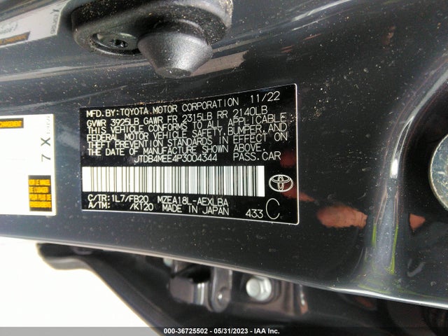 Toyota COROLLA LE 2023 JTDB4MEE4P3004344 Image 11